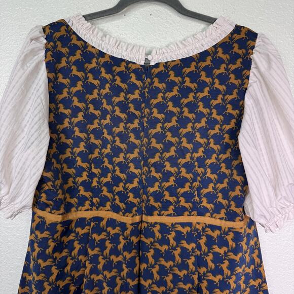 Maeve Dress Women XL Horse Bit Puff Sleeve Mini Western Equestrian Derby Anthro - Picture 8 of 14